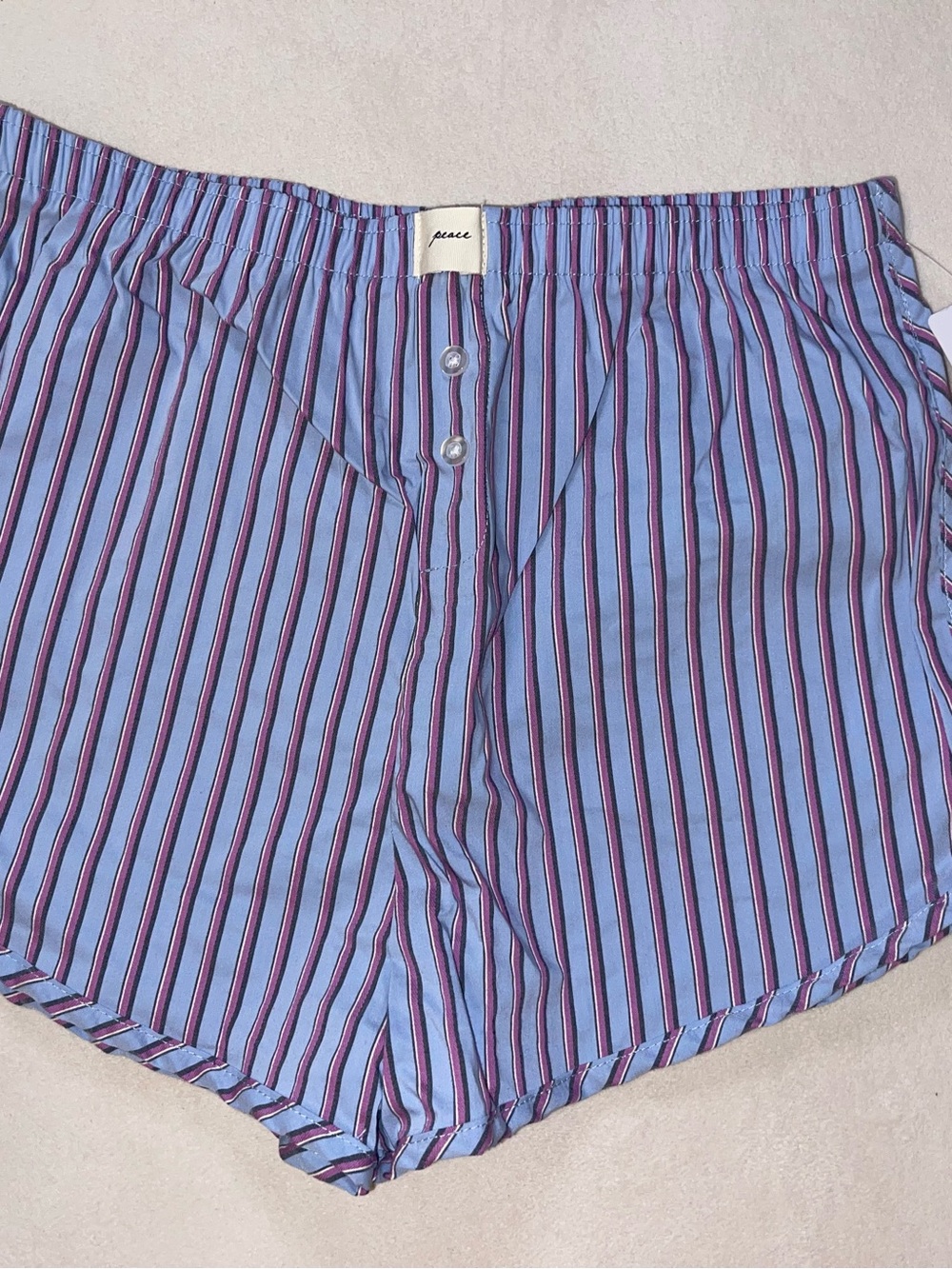 Eyeshadow Blue‎ Striped Kids Pajama Bottoms with Pink and Navy Stripes